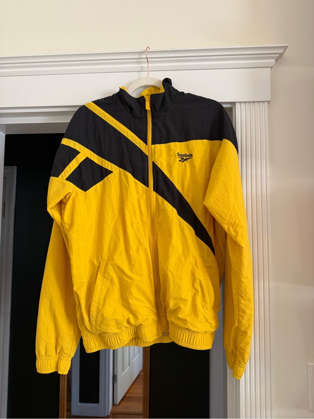 Reebok Classic Yellow Black Vector Windbreaker Track Jacket Unisex Size M